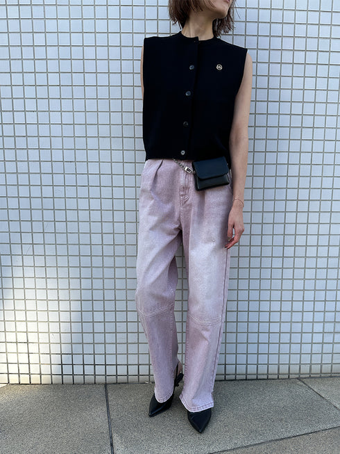 HIGH RISE TUCK WIDE PANTS / PINK /Y252-31064
